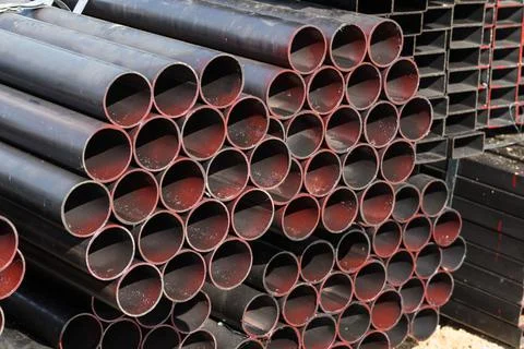 Stack of steel pipes Foto stock