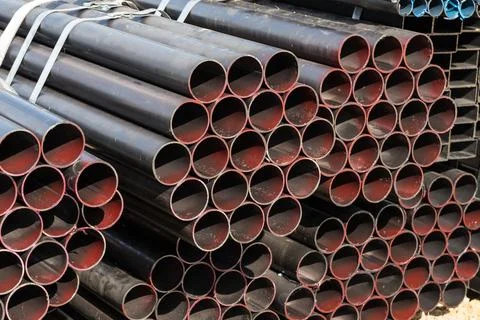 Stack of steel pipes Foto stock