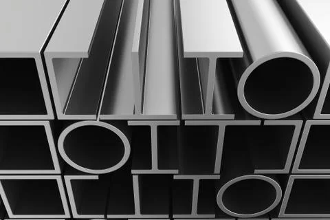 Stack of steel pipes profiles Stock Illustration