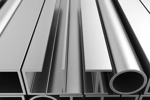 Stack of steel pipes profiles Illustrazione stock