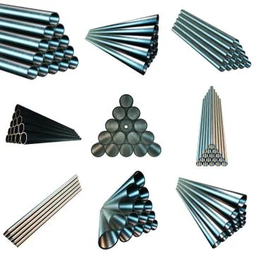 Stack of steel pipes set イラスト素材