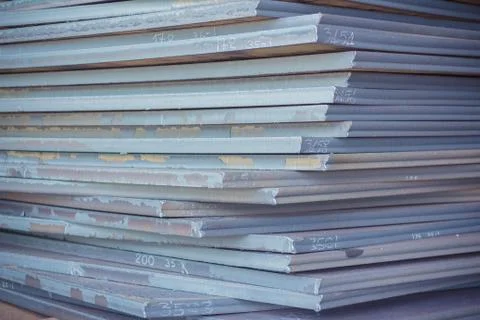 Stack of steel plate, Processing steel plate background. Stock Photos