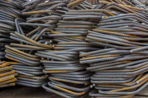 Stack of steel reinforcement bars background Stock Photos