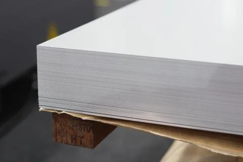 Stack of steel sheets ; ready to use Stock Photos