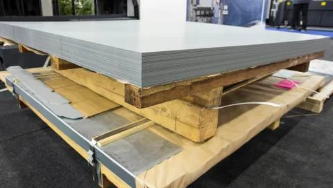 Stack of steel sheets ; ready to use Stock Photos