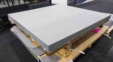 Stack of steel sheets ; ready to use Stock Photos