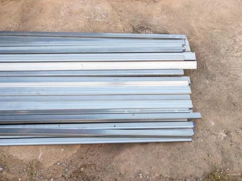 Stack Of Steel Square Pipes On Ground Stock Photos
