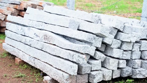 Stack of stone fencing pole Stock Footage 276876044