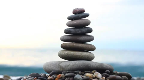 Stack of stones and Sea Splash 3 Stock Footage 37416013