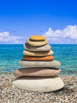 Stack of stones on beach Stock Photos