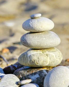 Stack of stones on the beach Stock Photos
