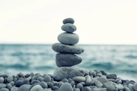 Stack of stones on the beach Stock Photos
