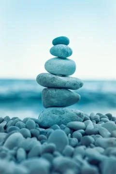 Stack of stones on the beach Stock Photos