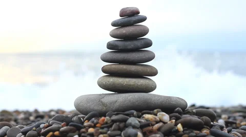 Stack of Stones on the black sea Stock-Footage 38438215