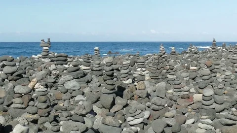 Stack stones on the coast Stock Footage 71490665