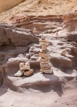 Stack of stones in the red canyon Stock Photos