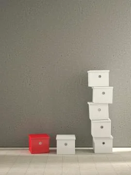 Stack of storage boxes, 3d rendering Illustrazione stock