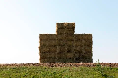 Stack of straw, wheat 스톡 사진
