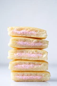 A stack of strawberry mini cakes Stock Photos