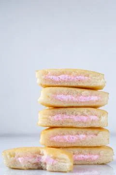 A stack of strawberry mini cakes Stock Photos