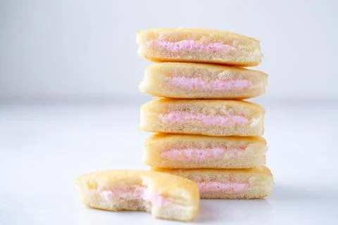 A stack of strawberry mini cakes Stock Photos