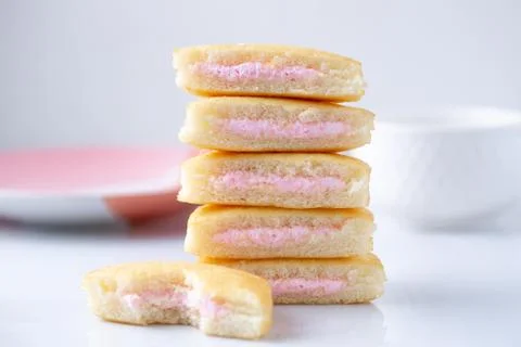 A stack of strawberry mini cakes Stock Photos