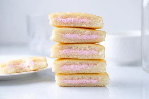 A stack of strawberry mini cakes Stock Photos