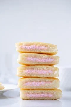 A stack of strawberry mini cakes Foto stock