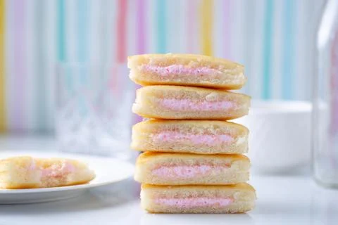 A stack of strawberry mini cakes Foto stock