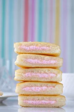 A stack of strawberry mini cakes Stock Photos