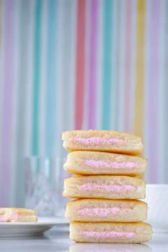 A stack of strawberry mini cakes Stock Photos