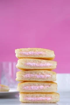 A stack of strawberry mini cakes Stock Photos
