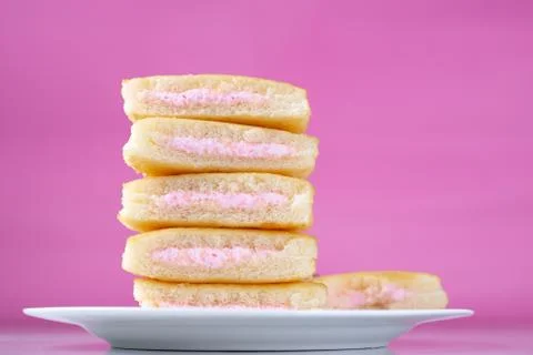 A stack of strawberry mini cakes Stock Photos