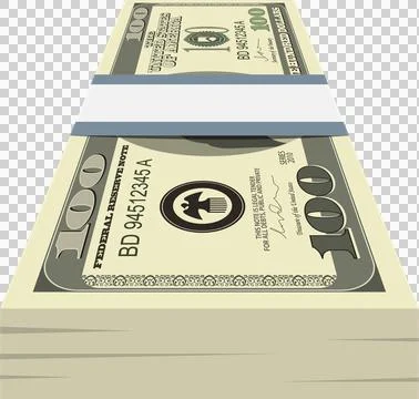 A stack of stylized one hundred dollar bills, illustrating financial abunda.. Stock Illustration