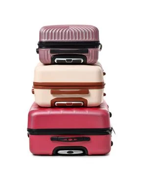 Stack of suitcases isolated on white background Fotos de archivo
