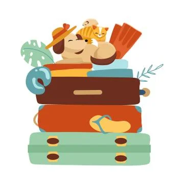 Stack of Suitcases on a white isolated background. Vacation and travel concep Stock Illustration
