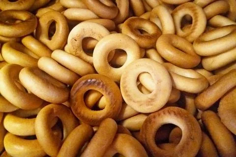 Stack of Sushki on a market stall Stock Photos