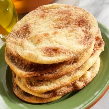 A stack of sweet olive oil tortas (Spain) Stock Photos