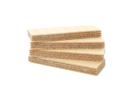 Stack of sweet wafer biscuits isolated on white background Foto stock