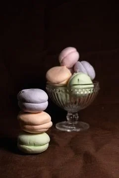 Stack of sweet zephyr in glass Fotos Stock