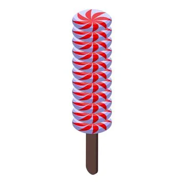 Stack of swirl peppermint candies on stick showing christmas treat Stock Illustration