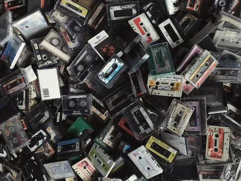 Stack of Tape casettes background 写真素材