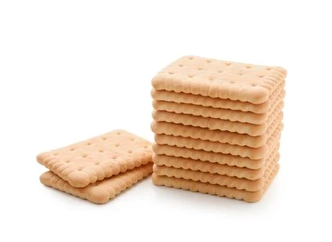 Stack of tasty biscuits on white background Fotos de archivo