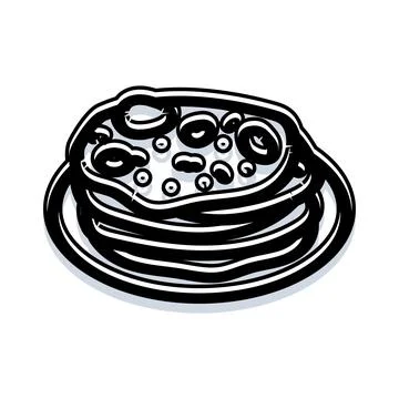 Stack of tasty pancakes with berries and syrup Stock Illustration
