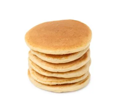 Stack of tasty pancakes isolated on white Foto stock