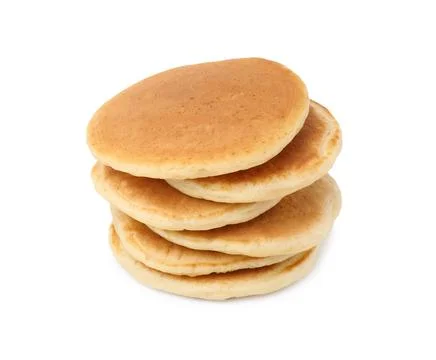 Stack of tasty pancakes isolated on white Stockfoto's