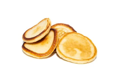 Stack of tasty pancakes on white background Stock Photos