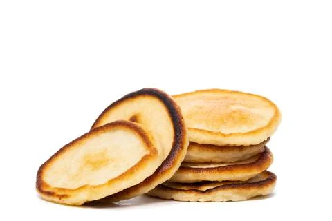 Stack of tasty pancakes on white background Stock Photos