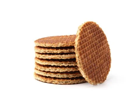 Stack of tasty round waffles isolated on white Stock-Fotos