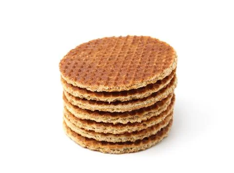Stack of tasty round waffles isolated on white Stock-Fotos